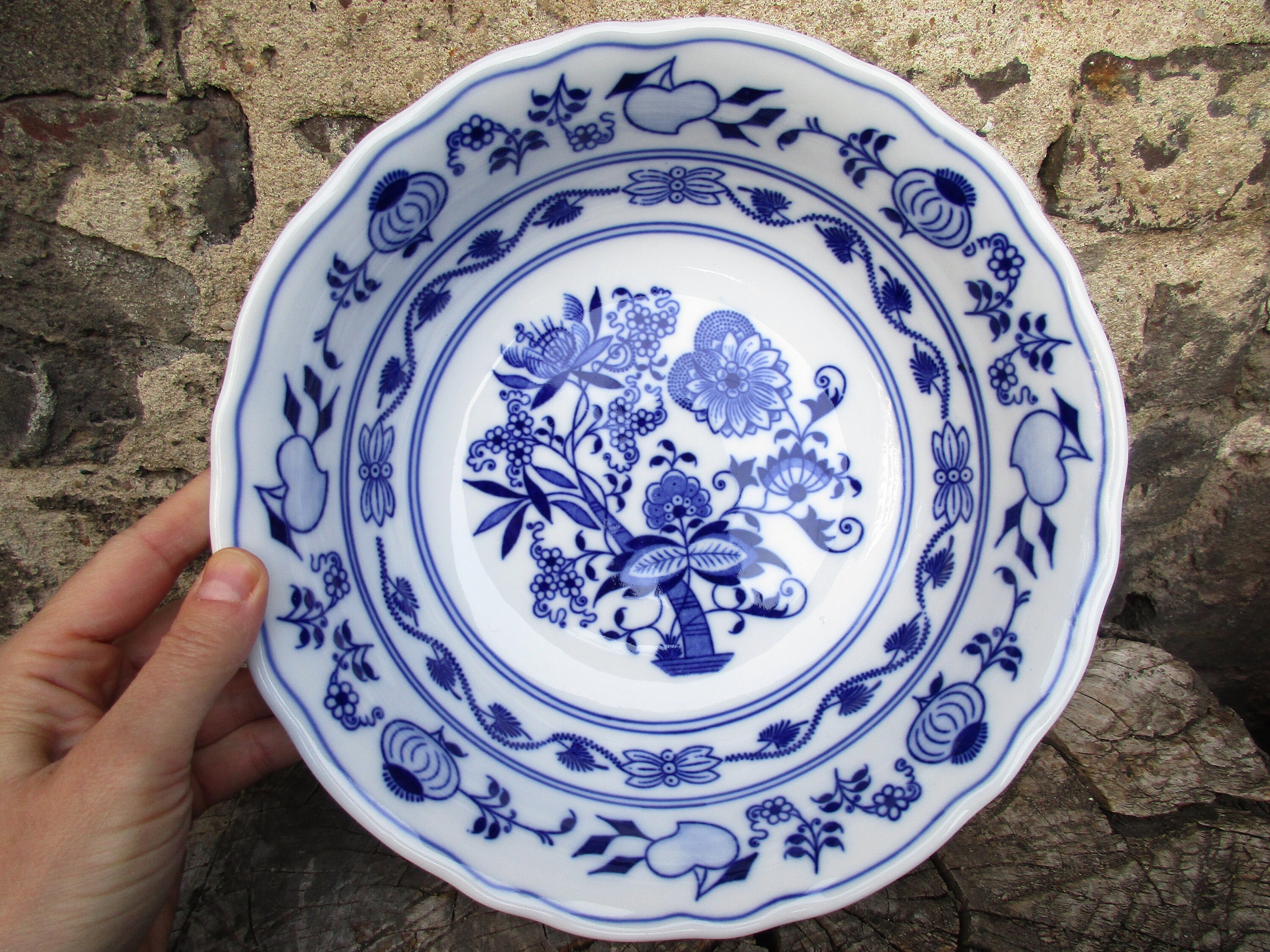 Vintage White and Blue Onion Pattern Bowl Food Bowl/ Serving - Etsy