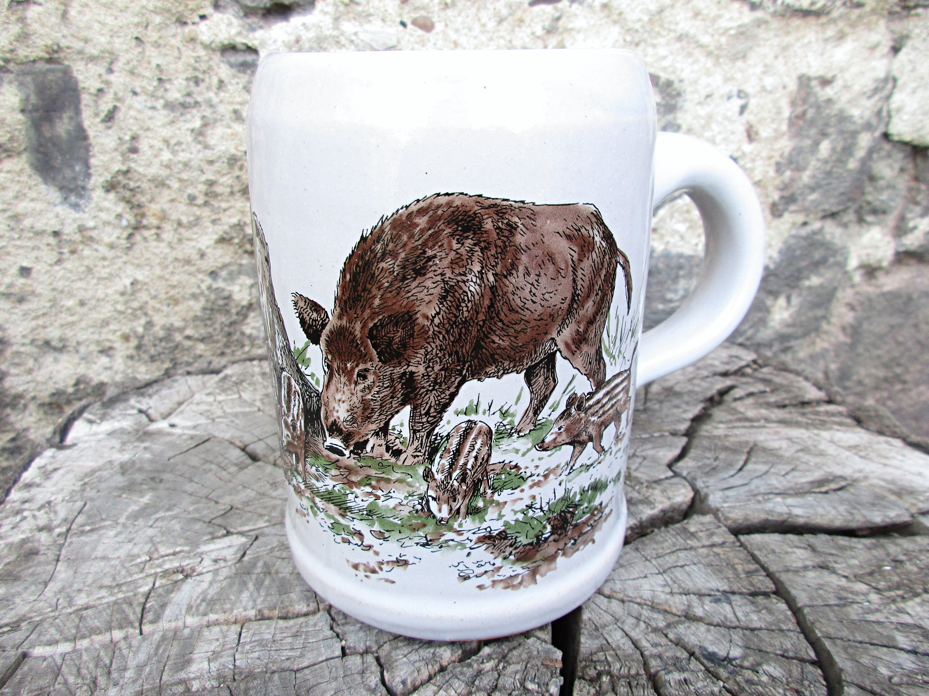Vintage Rustic Beer Mug With Boars Marked With Handmade - Etsy
