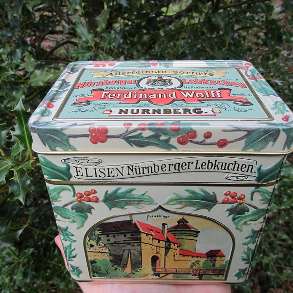 Vintage Elisen Nürnberger Lebkuchen German Gingerbread Box, Company Weissella Advent and Christmas Box, Made in Germany