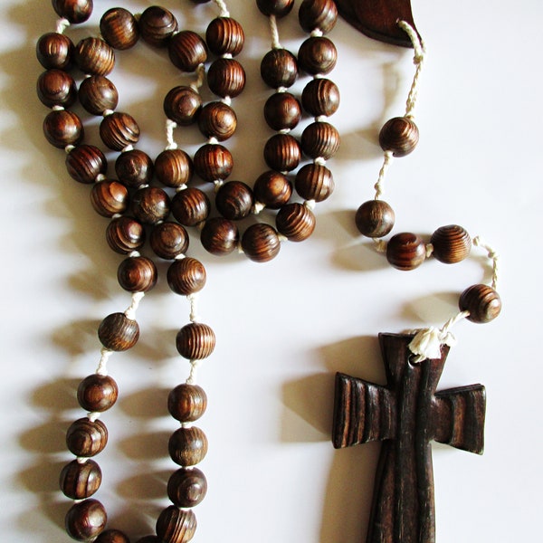 Large Wooden Rosary Wall Hanging Etsy