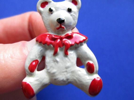 Small Vintage White Teddy Bear Girl Hand painted,… - image 6