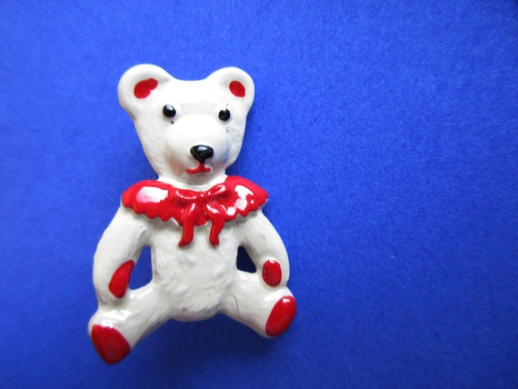 Small Vintage White Teddy Bear Girl Hand painted,… - image 7