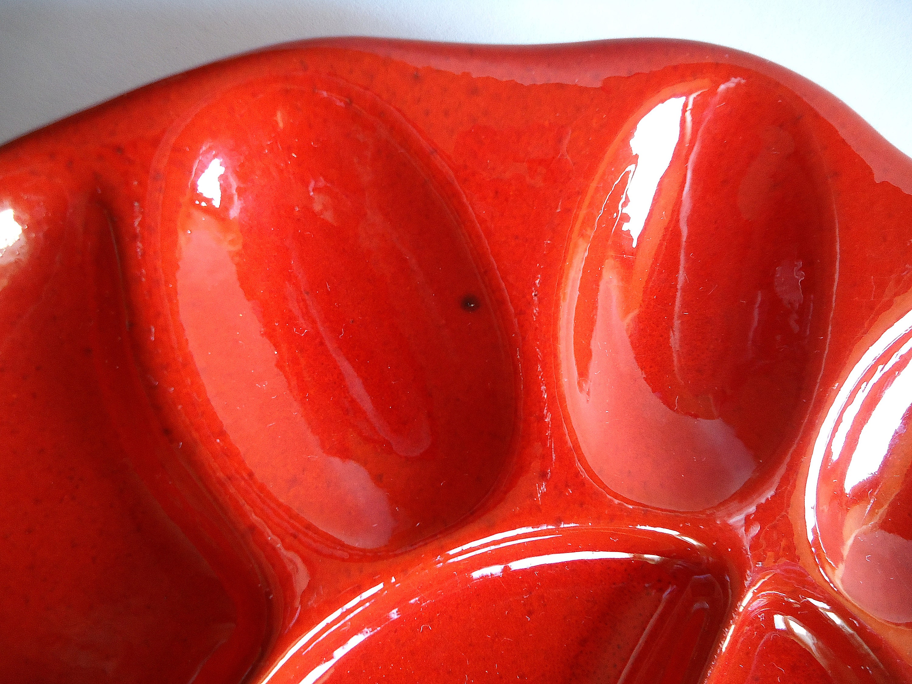Red Ceramic Vintage Deviled Egg Plate Egg Platter Serving Etsy UK