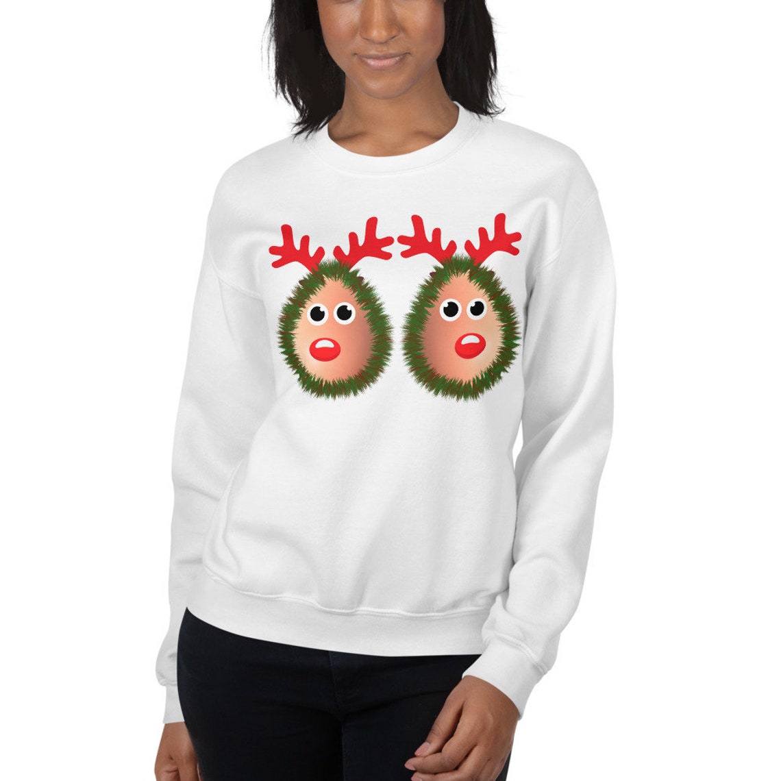 Women's Sexy Ugly Christmas Sweater Pastie Reindeer boob Etsy