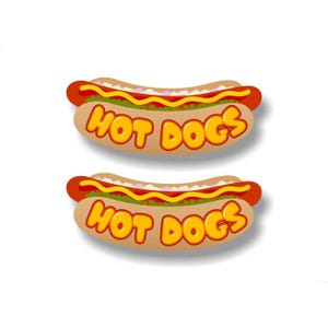 2 Hot Dogs CARTOON 6'' Decals HotDog Cart Concession Trailer Canteen Midway Hot Dog Weiner Truck Menu Board Convenience Store Vinyl Stickers