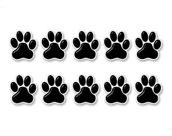 10 POOTAFDRUKKEN 2" Hond Voetafdruk Decals Puppy Kat Kitten Vinyl Stickers voor Huisdier Dierenasiel Auto Vrachtwagen Van Voertuigraam Geschilderd oppervlak