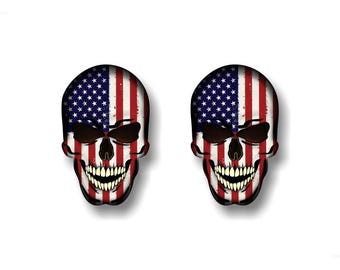 AMERICA Forbidden Skull Series Decals American Flag Vinyl Stickers Racing USA 4x4 Truck Army Helmet Human Skulls Sticker