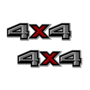 2- 4x4 Beveled 13&#39;&#39; Print Decals for Pickup Highboy Truck Off Road Vehicle Offroad Truck Box Vinyl Decal Stickers Mudding (2 Decal Set)