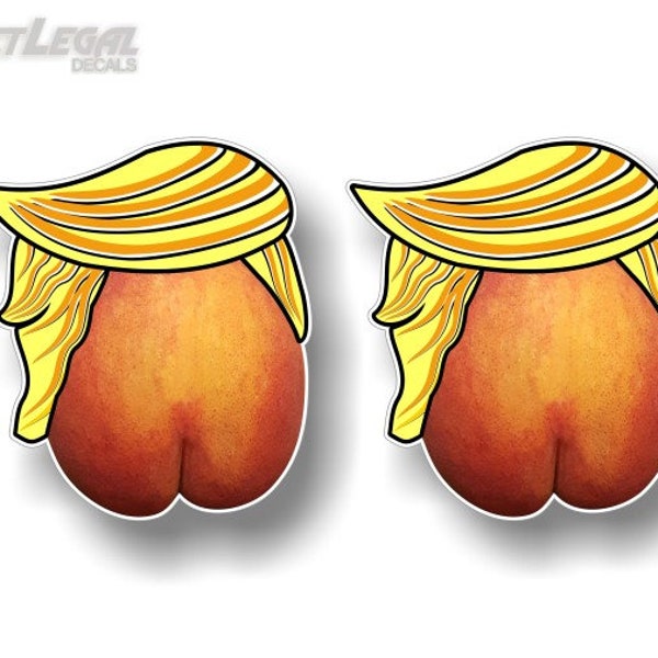 2 IMPEACH TRUMP 4.5" Decals Wild Hair on a Fresh Bum Peach Great Impeachment Decal for Your Ride - 2 Vinyl Stickers