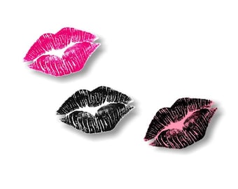 KISS Lips Lipstick Mark Kissing Vinyl Stickers Hot Lip Stick Print Girls Truck Car Sexy Girly Ride Pucker Up Bathroom Mirror Vinyl Decals