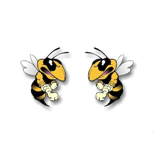 May include: Two cartoon bees facing each other with their arms crossed. The bees are yellow and black with white wings.