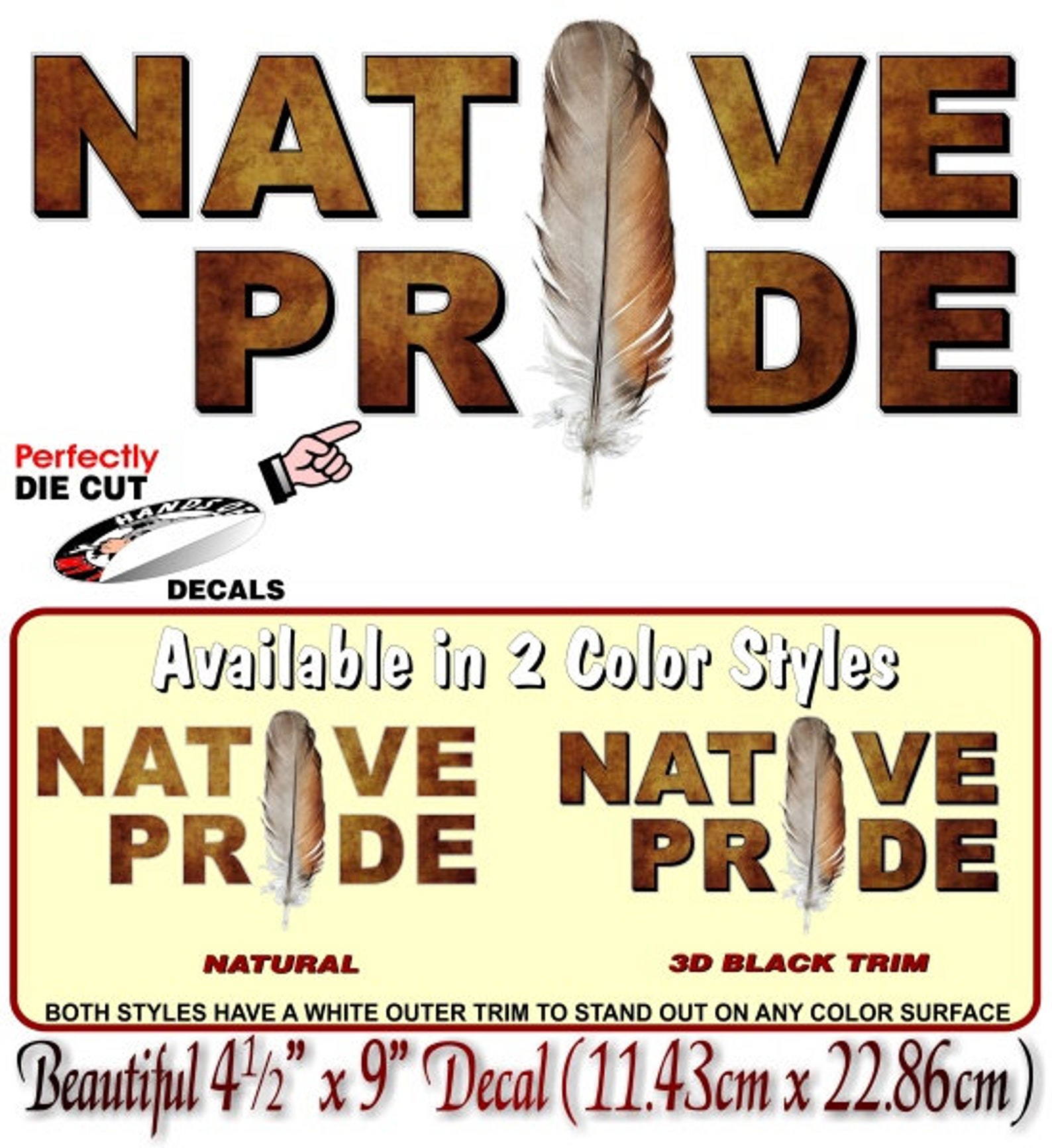 NATIVE PRIDE With Feather 9'' Vinyl Decal Native American Indigenous ...