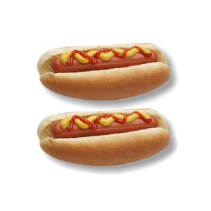 マスタードとケチャップ付きホットドッグ2個 6インチ デカール ホットドッグカート 売店トレーラー 食堂メニューボードステッカー