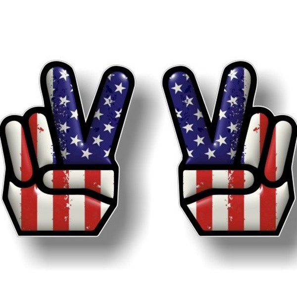 2 Peace USA 5" Vinyl Decals Peace Sign American Stickers United States 60's Symbol Hippie Car 4x4 Offroad Truck Stickers