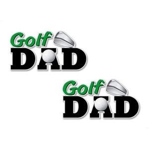 2 GOLF DAD 8インチ デカール ゴルフ 父 ゴルフボール クラブ スポーツ ゴルフカート 父の日ギフト SUV ミニバン 4x4 トラック ビニール ステッカー (デカール 2 セット)