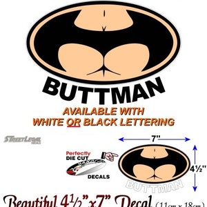 Buttman 7 Vinyl Decal Funny 4x4 Truck Offroad JDM Sexy Comics Laptop Bat Symbol Sticker image 2