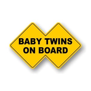 BABY TWINS On Board Vinyl Decal Żółty podwójny wzór diamentu Bezpieczeństwo samochodu Uroczy wzór Podwójny prezent dla dzieci Na pokładzie Znak ostrzegawczy Naklejki