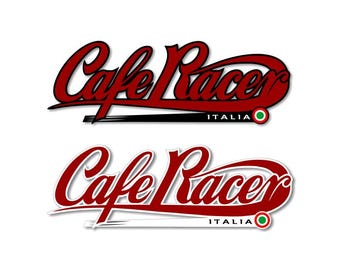 2 Stickers CAFE RACER ITALIA 23 cm (9 po.) Stickers Stickers Barres Clubman Moteur Motard Cadeau Accessoires Stickers Vinyle Homme Des Cavernes (Lot De 2 Stickers)