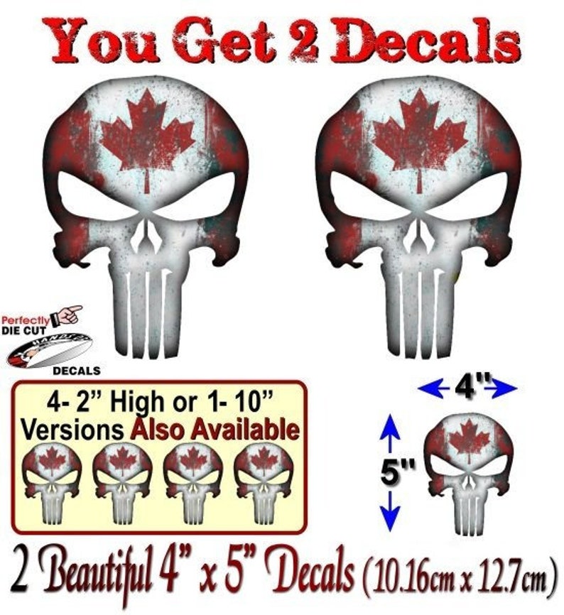 Autocollants de conception du Canada Flag Wicked Skull Decals Etsy