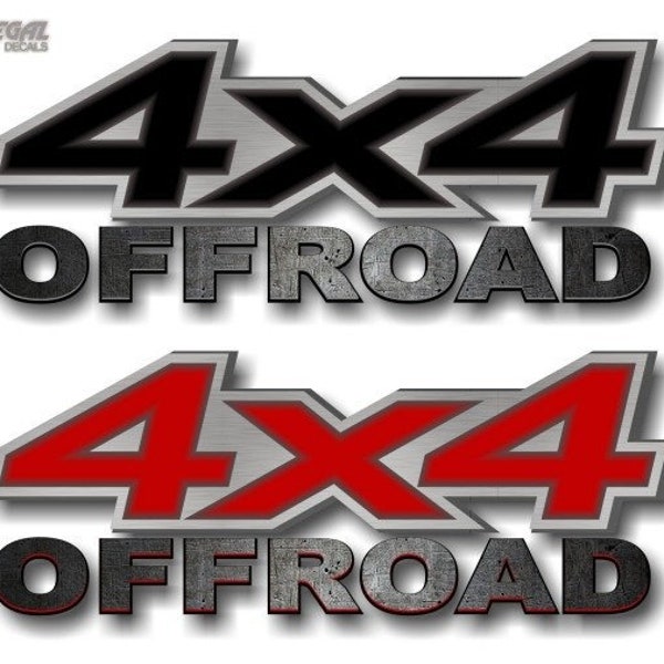 2 - 4x4 OFFROAD BRUSHED Print Effect Vinyl 13'' Decalcomanie per 4WD Off Road Truck Box Stickers