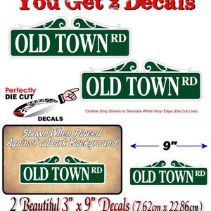 2 OLD TOWN RD 9'' dekaler vintage gata vägskylt fordon bil lastbil 4x4 vilda västern dekor western fest tema vinylklistermärken (2 dekaler set) bild 2
