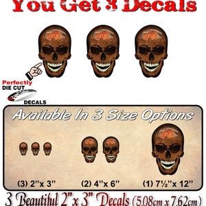 ZOMBIE Forbidden Skull Series Decals Zombie Exposed Brains Halloween
