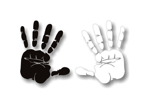 Aufkleber Sticker weiße Hände Handabdruck