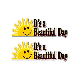 2- C'est une belle journée - Stickers vinyles de 9 po. Stickers inspirants, sourire heureux, soleil, surf, sable, énergie positive