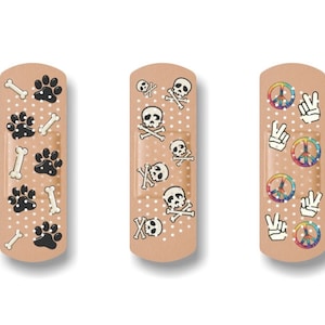 2 BANDAID with CARTOON Print 3"x 9" Vinyl Sticker Vehicle Bandage Decals for Car, Truck, Cover Dent Ding Scratches on Laptop Case Stickers