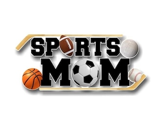 SPORTS MOM 9'' Decal Soccer Football Hockey Volleyball Basketball Sport Mother Mum Hockey Sticks Soccer Ball Vinyl Sticker