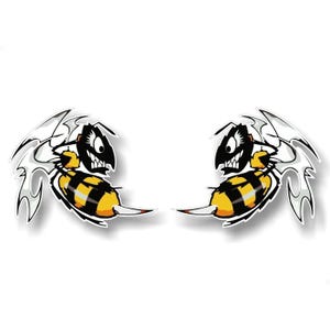 2 &#39;WICKED BEE&#39; Fighting Bee 5&quot; Vinyl Decals Snowmobile Sled Trailer Sledding Gift 4x4 Offroad Truck Stickers