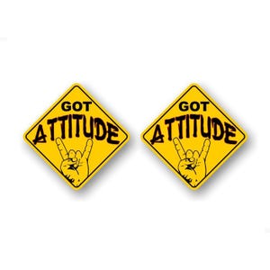 Got ATTITUDE デカール イエロー ダイヤモンド カーステッカー 警告車両ロッカー オンボード デビルズホーン ミニバン SUV ビニールステッカー