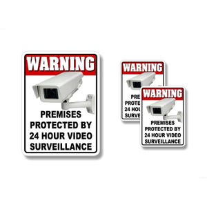 Warning 24 Hour Video Surveillance Decals Security Warning Stickers Sign Alert Vinyl Sticker Decal Use in Business, Car Lot, Building, Mall