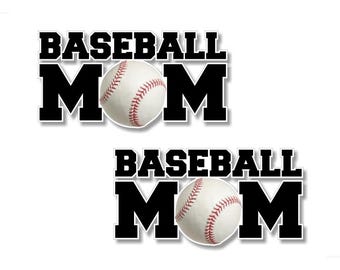 2 BASEBALL MOM Decals Hardball Fastball Batting Pitching Sports Mother Field Base Ball Mum Mini Van SUV Truck Vinyl Stickers (2 Decal Set)
