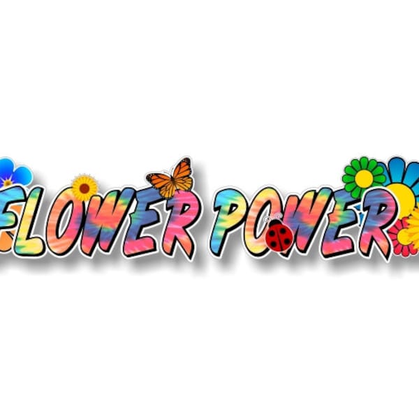 Flower Power TIE DIE 18'' Decal 60's Hippie Flower Windshield Car Truck or SUV Accessories Vinyl Sticker