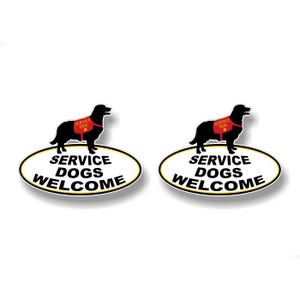 2 Service Dogs Welcome 5&#39;&#39; Decals Front Door Store Commercial Safety Notice Sign Working Service Therapy Dog Admittance Vinyl Stickers