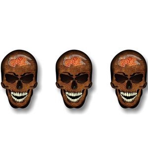 ZOMBIE Forbidden Skull Series Decals Zombie Exposed Brains Halloween