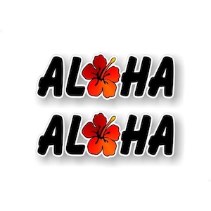 2- 9&#39;&#39; ALOHA Hawaii Hibiscus Vinyl Sticker Decals Sun Surf Sand Hawaiian Decal Tiki Party Decor Stickers for your Car or Truck Box or Window