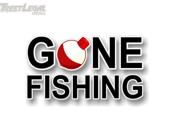 GONE FISHING 5"x 9" Vinyl Sticker Decals for Truck Boat or Fishing Tackle box Lures Crankbait Reels Decal Stickers