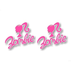 2 ZOMBIE Dead Girl 4.5&#39;&#39; Vinyl Decals Walking Zombie Dead Halloween Prop JDM Car SUV 4x4 Truck Vinyl Stickers (2 Decal Set)
