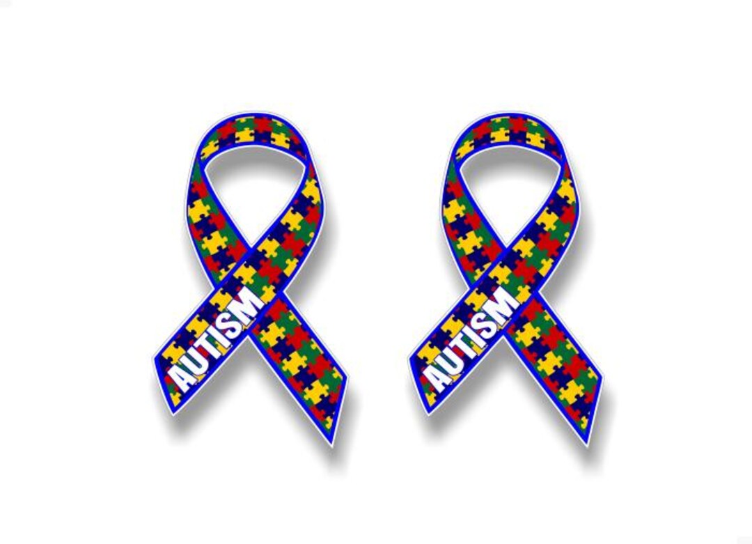 2 Autism Ribbon Puzzle Design 6'' Vinyl Stickers Autism Spectrum Ribbon ...