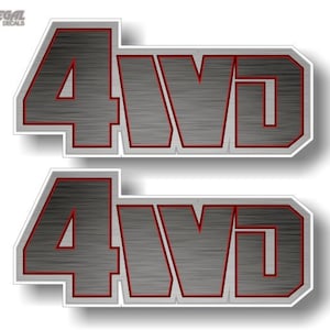 2- 4WD Brushed Print Effect Decals 4x4 Offroad Accessories 4 Wheel Drive Truck Box Lift Kit Graphic Stickers