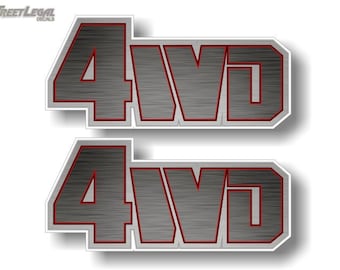 2- 4WD Brushed Print Effect Decals 4x4 Offroad Accessories 4 Wheel Drive Truck Box Lift Kit Graphic Stickers