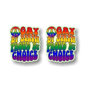 Gay à la naissance, fier au choix Stickers vinyle design des années 60, cadeau fierté LGBT Sticker drapeau arc-en-ciel pour autocollants gays lesbiennes voiture camion véhicule