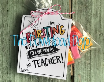 Etiqueta de regalo de estudiante a profesor, diseño estrellado (descarga digital)