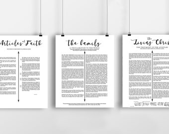 LDS Posters: Family Proclamation, Articles of Faith, The Living Christ (Digital Download)