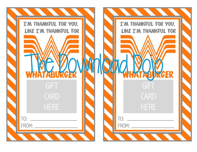 Whataburger Gift Card Holder Thank you Gift Thank you Card ...