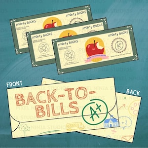 School Bucks Play Money & Envelope, Teacher Classroom Reward, Printable Smarty Bucks, Student Incentive, Back to School,Instant Download JPG