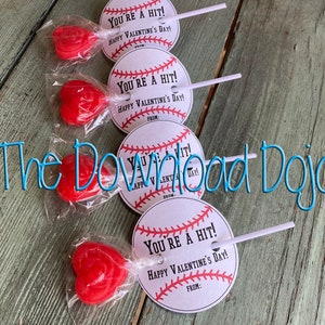 Baseball Valentines, Sports Valentines, Valentine's Day, Candy Valentines, You're a hit Card, Instant Download, Printable, Baseball Goodies