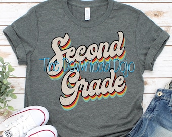Retro Second Grade Shirt SVG, Back to School (Digital Download)